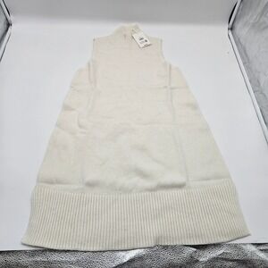 FREE ASSEMBLY Womens Cream‎ Ribbed Turtleneck Sleeveless Sweater Dress Size M
